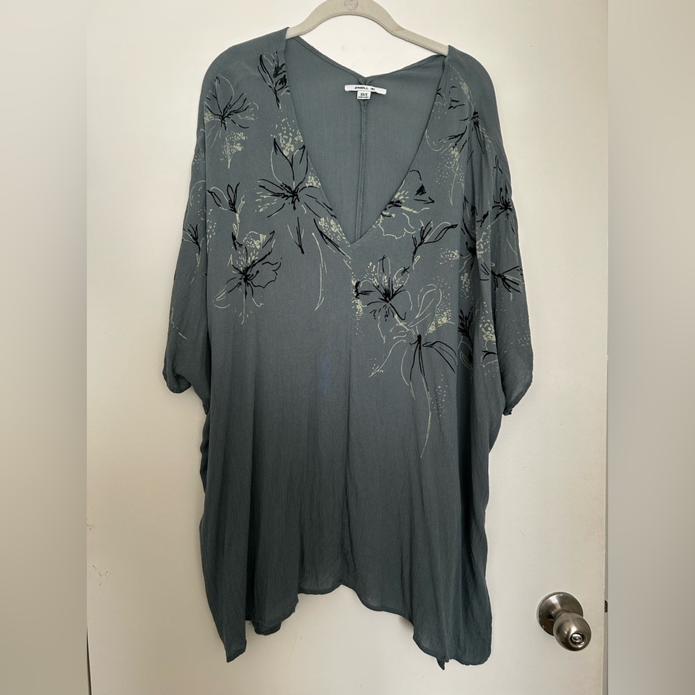 O'Neill Slate Green Floral V-Neck Swim Coverup